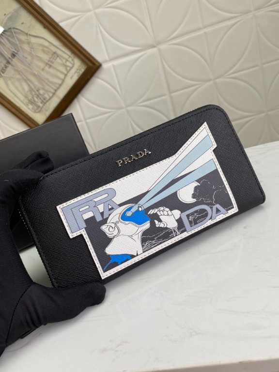 PRADA ROBOT MONKEY SAFFIANO ZIP WALLET