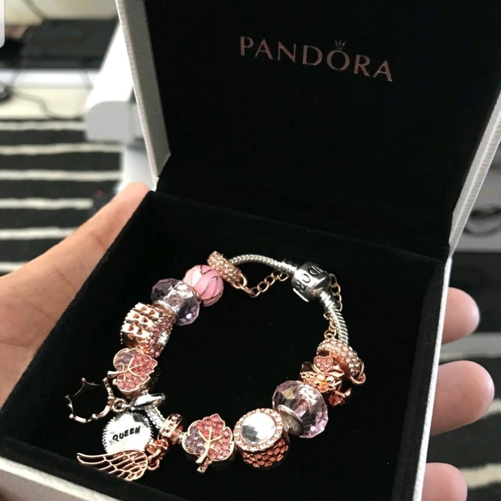 Pandora Women's Sterling Silver Snake Chain Charm Bracelet with Rose Gold  Heart Clasp - Walmart.com