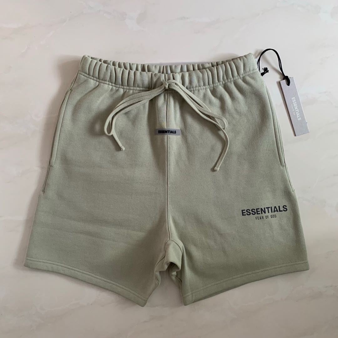 Fear of god fog essentials clearance drawstring sweat shorts silver sage