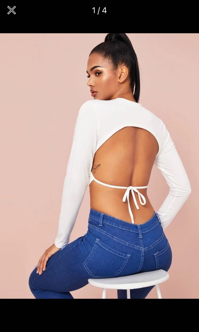 SHEIN backless longsleeves top, Women's 