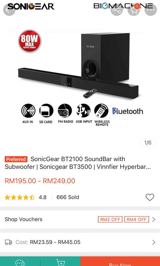 Sonicgear bt2100 soundbar review sale