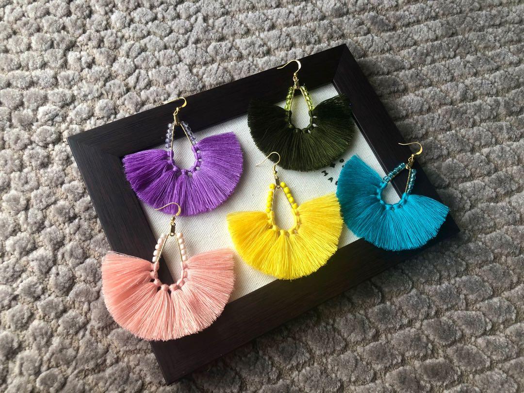 Tassel beach earrings (Category: Earrings) located in Cebu City. Submitted by ddsecondselection (Listing ID 1074741244, Image 2). Description: Handmade but well sanitised. Pm for inquiries. Follow us on FB and Ig name: @dyosanadmade .