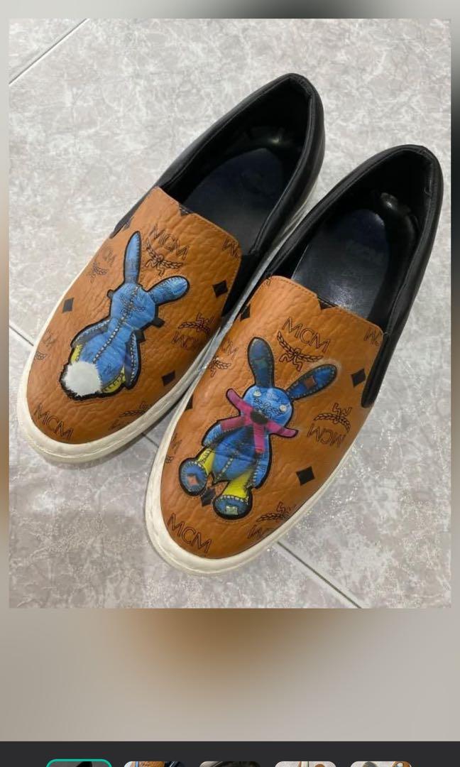Authentic MCM Visetos Leather Slip On Sneakers