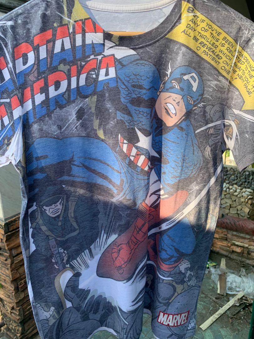 Vintage Captain America Shirt M Marvel Comic Mega All over Print