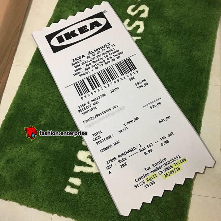 Virgil Abloh x IKEA MARKERAD RECEIPT Rug