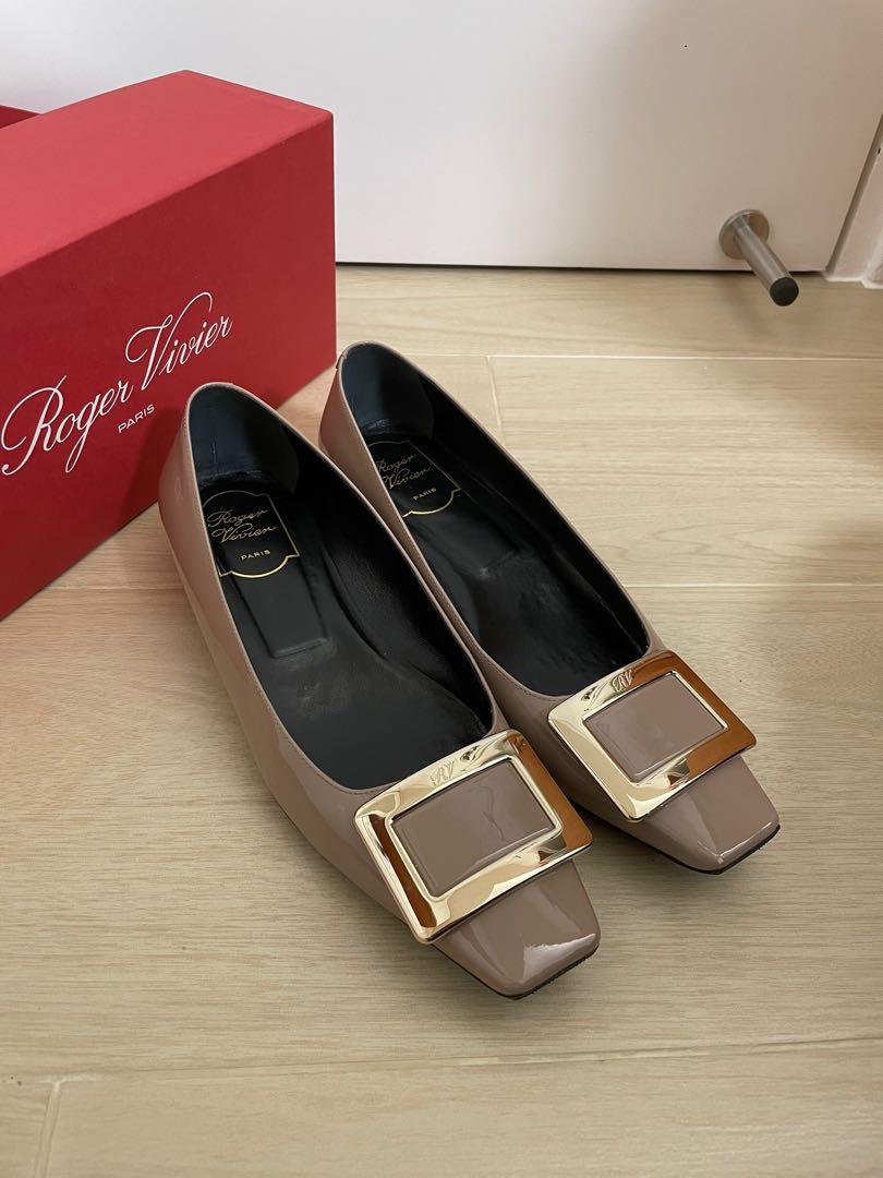 95% New Roger Vivier Belle Vivier patent-leather ballet flats 25mm