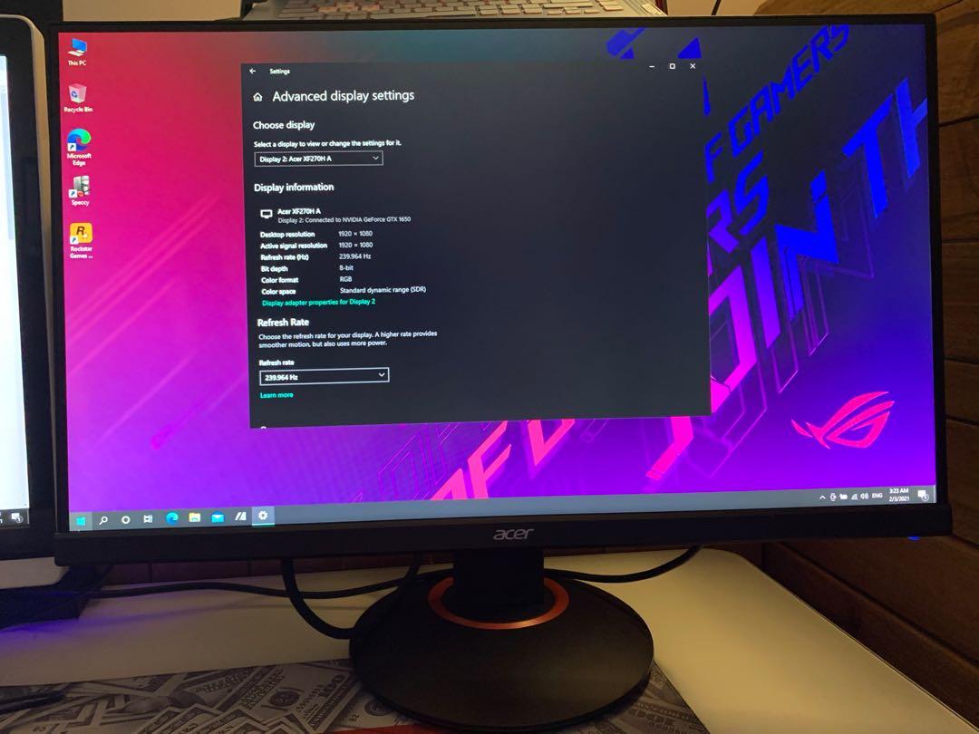 Acer Gaming Monitor XF270H 27Inch 240HZ 