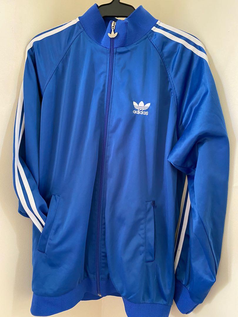 Skraldespand muggen Tablet Adidas blue jacket, Men's Fashion, Coats, Jackets and Outerwear on Carousell