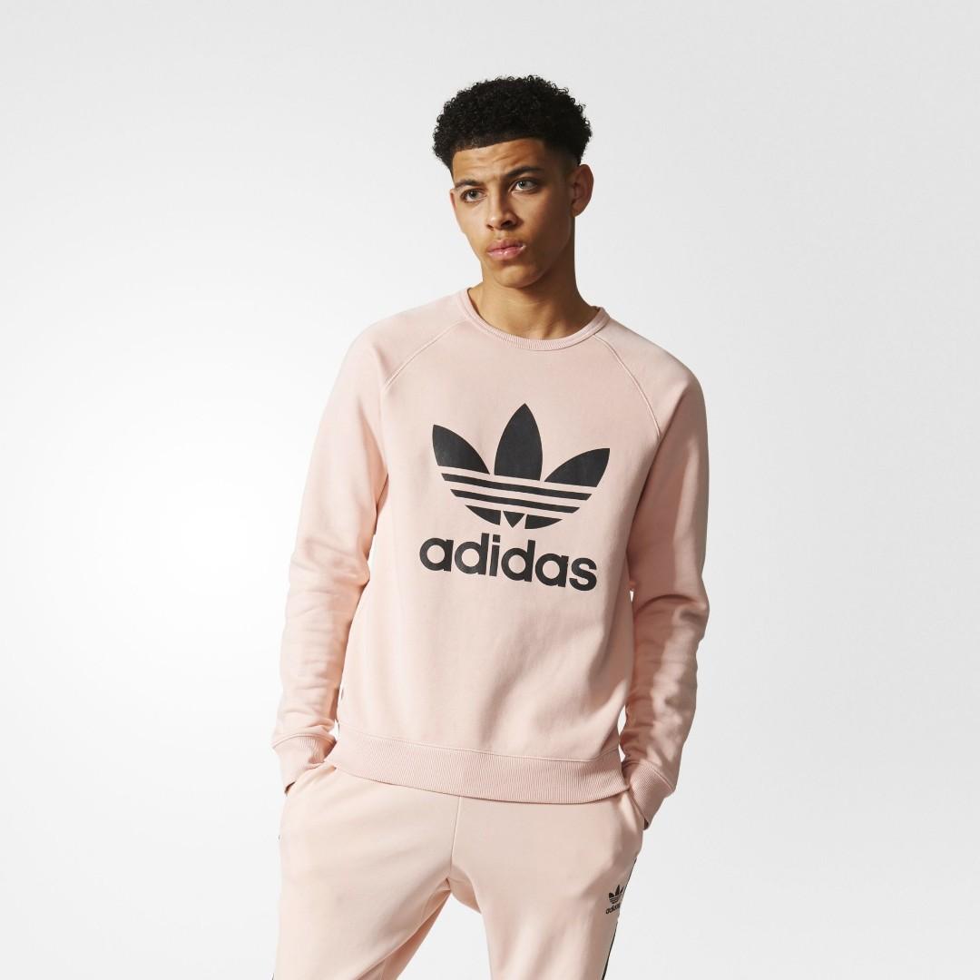 Adidas Trefoil Peach Crewneck Sweat Sweater Ori Original Authentic Fesyen Pria Pakaian Atasan di Carousell