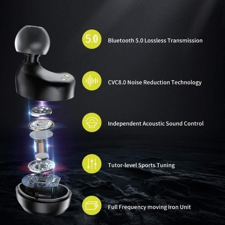 AIKELA Wireless Headphones Bluetooth 5.0 TWS Headphones Wireless Earphones Noise Cancelling Wireless Earbuds with Mic LED Display IPX7 Waterproof for iPhone Android iOS Packaging Torn from shipping Au...