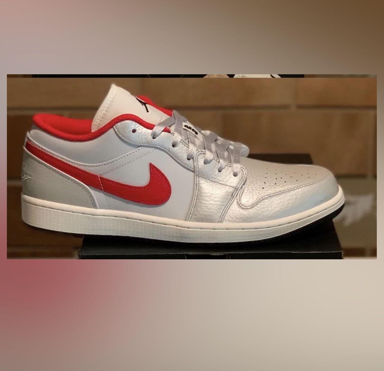 Red white cheap silver jordan 1