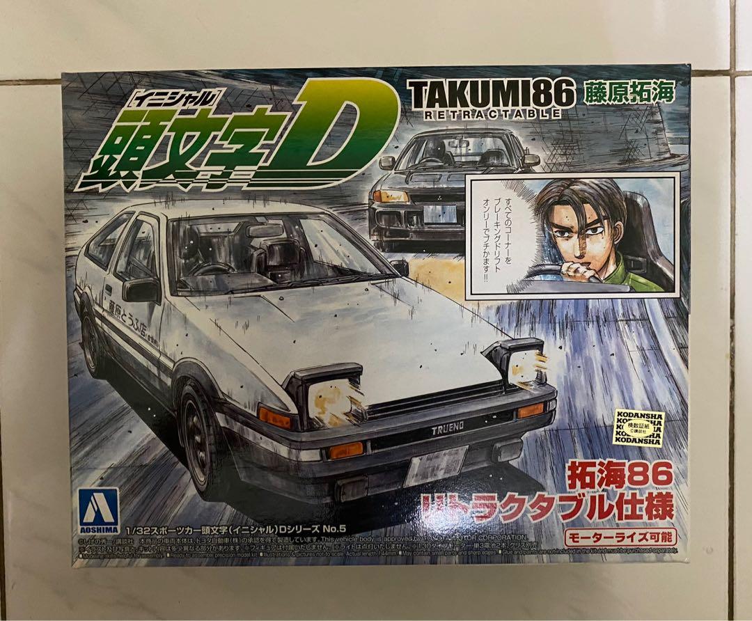 Aoshima Ae86 Trueno Fujiwara Takumi Retractable Ver 1 32 Scale Toys Games Diecast Toy Vehicles On Carousell