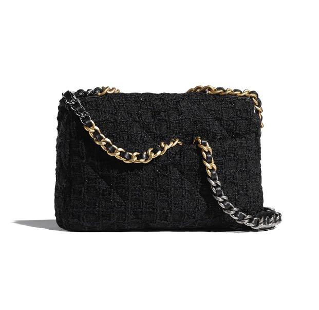 Authentic Chanel 19 Black Tweed Flap Bag Luxury Bags Wallets