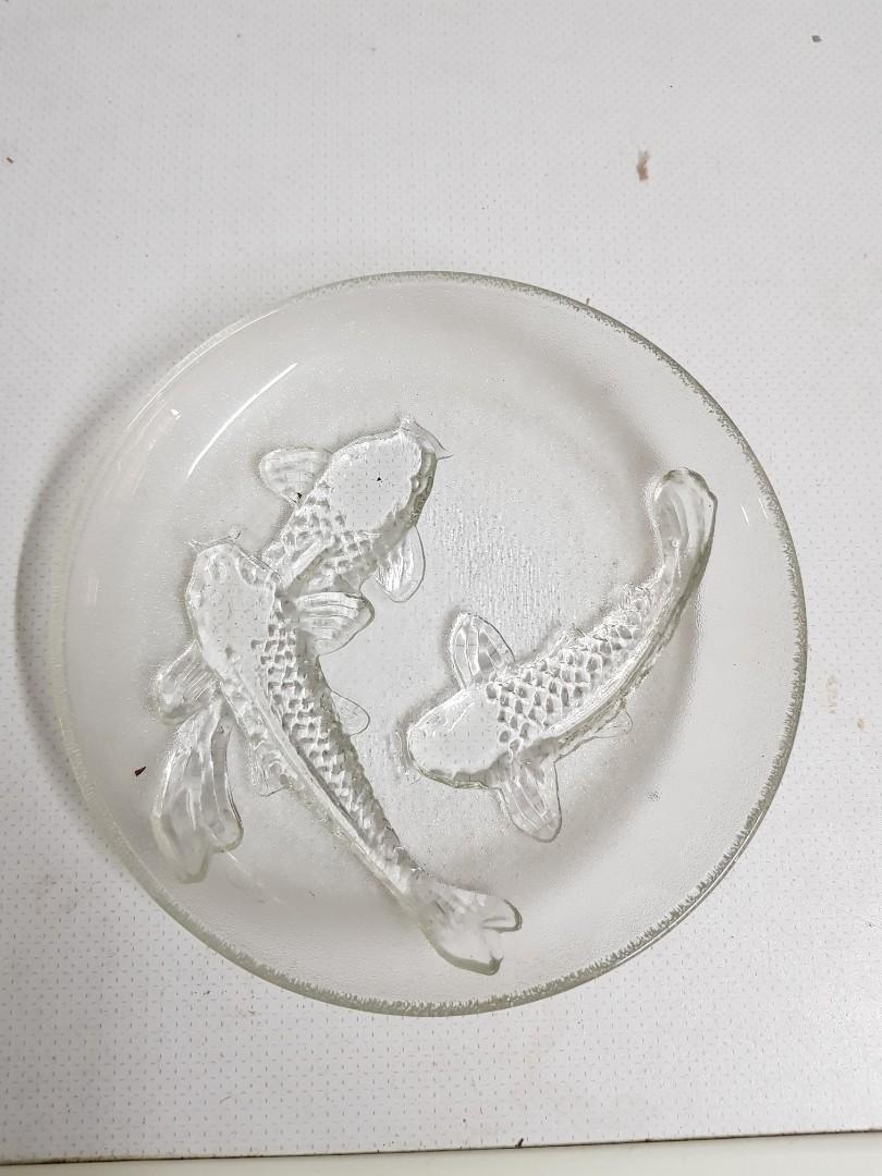 Brand New 3D Prosperity Koi Fish Glass Plate/Bowl/Cup, Furniture & Home