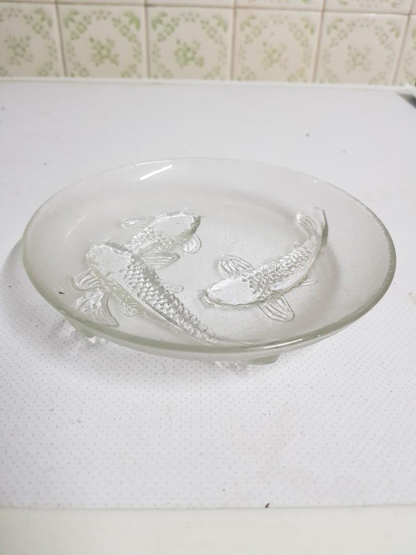 Brand New 3D Prosperity Koi Fish Glass Plate/Bowl/Cup, Furniture & Home