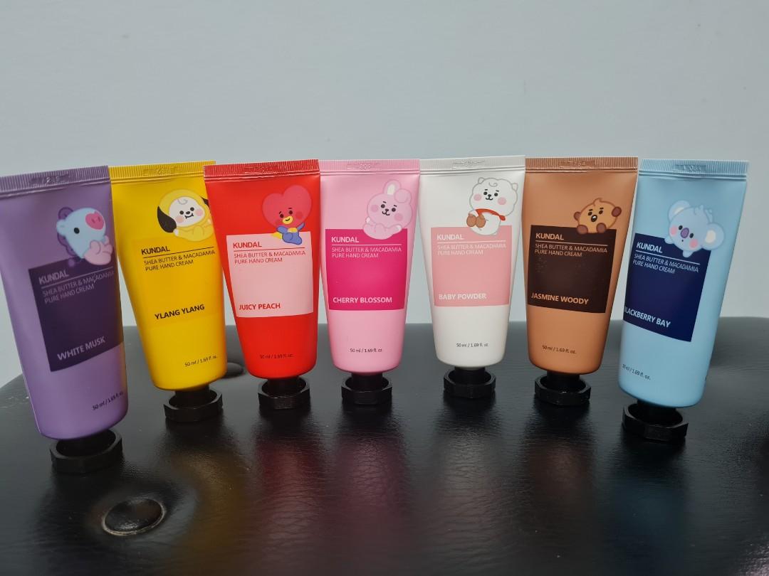 BT21 Hand Cream by Kundal (Category: Face Care) located in Pasig City. Submitted by sarin. (Listing ID 1075007458, Image 3). Description: OFFICIAL BT21 Hand Cream by Kundal with Line Friends Authentication Sticker in the Out Box individually sold Available: Tata, Koya, Shooky, Mang and Chimmy Expiration Date: January 18, 2023.