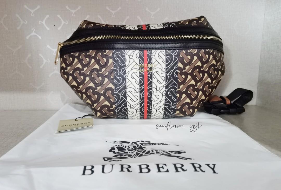 Burberry Extra Large Monogram Stripe Belt Bag in Brown for Men