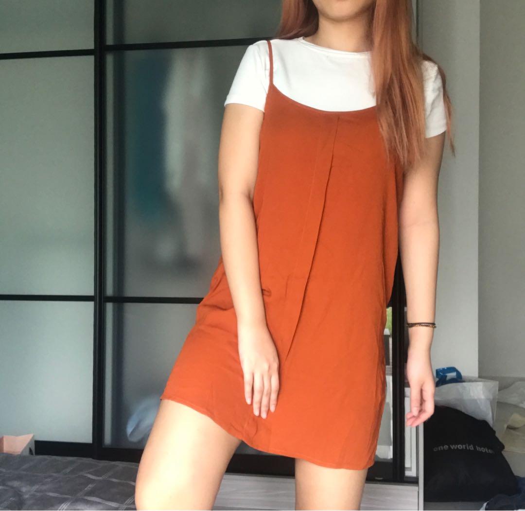 Burnt orange slip cami dress 