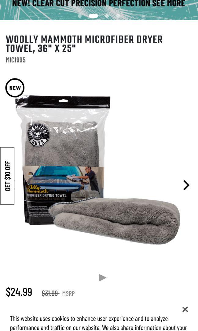Chemical guys woolly mammoths drying towel, Car Accessories, Accessories on Carousell