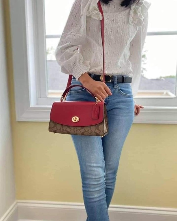 COACH Tilly Satchel red 9 L x 5 H x 3 1 4 W P3500 Women s Fashion Bags Wallets Cross body Bags on Carousell