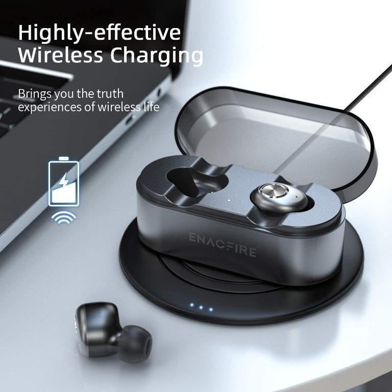 ENACFIRE E18 Plus Wireless Earbuds Bluetooth Earbuds with Wireless Charging Case CVC8.0 3D Stereo Sound Deep Bass IPX8 Waterproof 8H Super Long