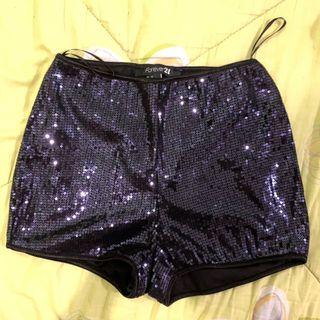F21 Blue Sequined Cycling Shorts