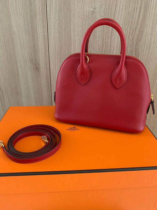Hermes Mini Bolide 1923 in Rouge Piment, Luxury, Bags & Wallets on