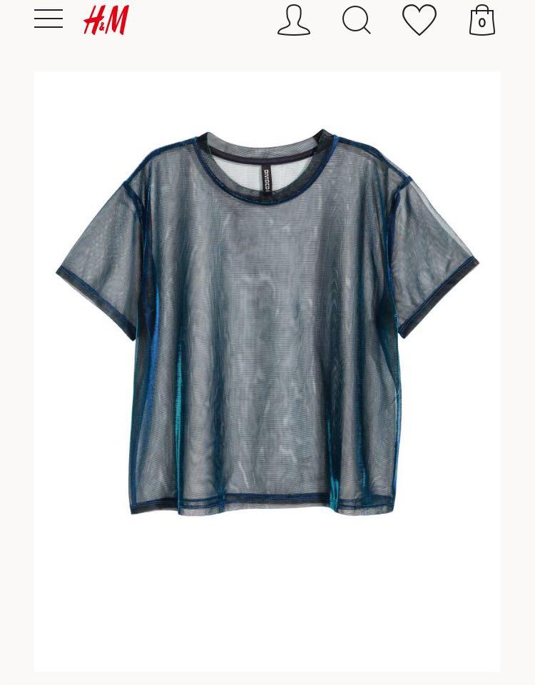 H&M oversized mesh t shirt, Fesyen Wanita, Pakaian Wanita, Atasan