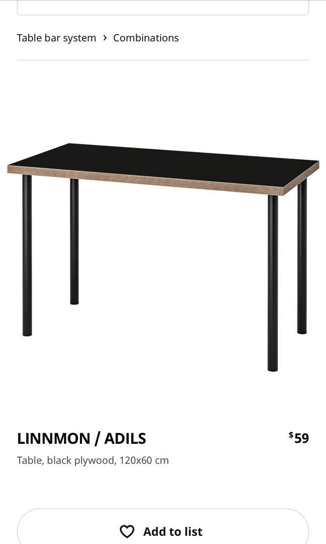 Ikea table black, Furniture & Home Living, Furniture, Tables & Sets on