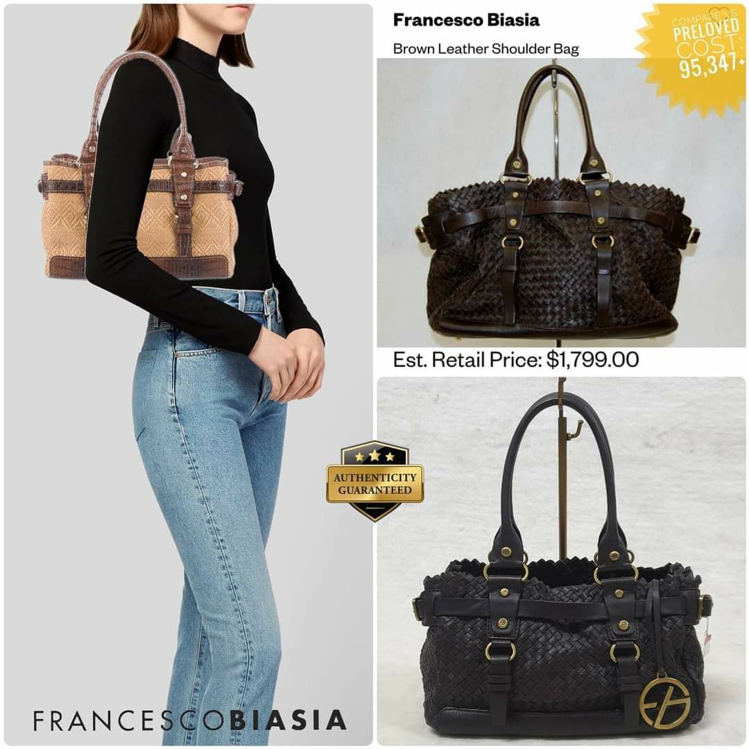 JAPAN SALE Authentic FRANCESCO BIASIA Woven Leather Bag ala Bottega Veneta Made in ITALY Luxury Bags Wallets on Carousell