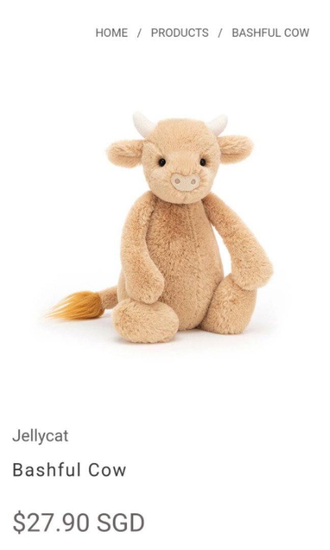Jellycat bashful cow discount