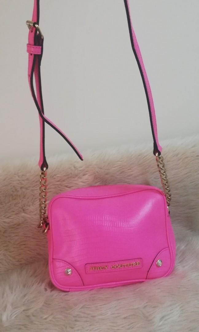 Leather & Chiffon Sassy Hot Pink Juicy Couture Bag(Purse) NWT. FLURO CFN. |  eBay