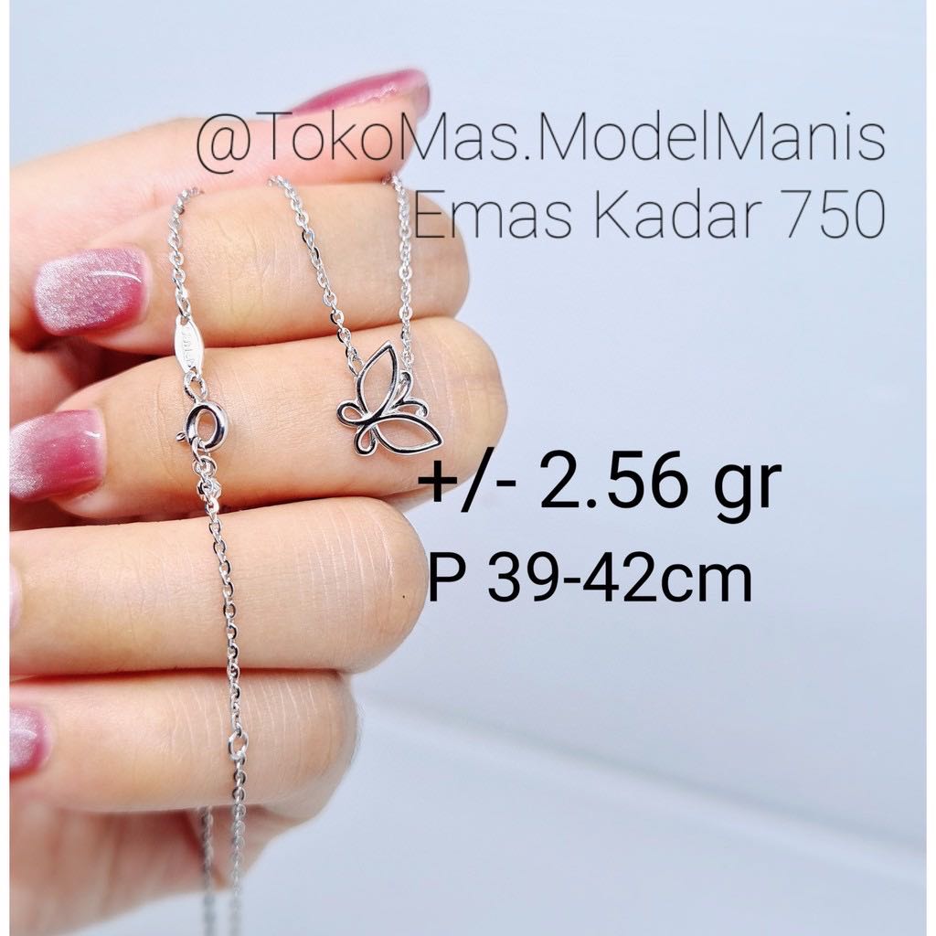 Kalung emas putih wanita kalung kupu kupu emas asli