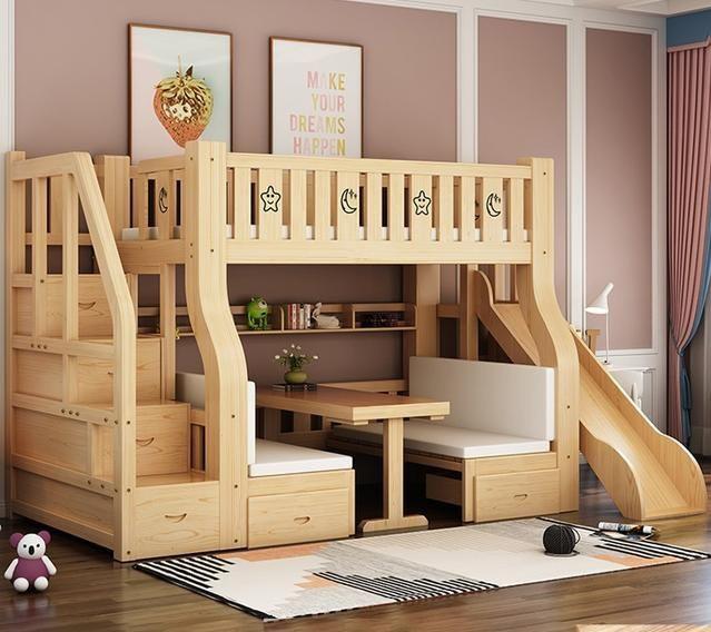 Loft bed with table slide bench Furniture Home Living