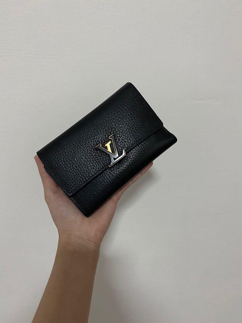 AUTHENTIC Louis Vuitton PORTEFEUILLE CAPUCINES COMPACT Wallet (Black  Outside and Gorgeous Pink Inner Lining), Luxury, Bags & Wallets on Carousell