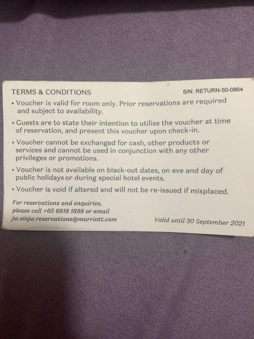 Marriott 50 Voucher, Tickets & Vouchers, Vouchers on Carousell