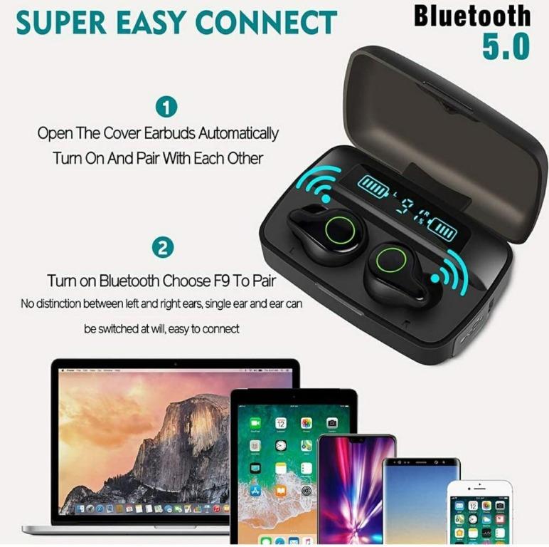 Moosen F9 Bluetooth 5.0 Wireless Headphone with Passive Noise Cancellation Hi Fi Stereo Sound Earphones with Microphone and Wireless Charging Case 2200mAh Audio Headphones Headsets on Carousell