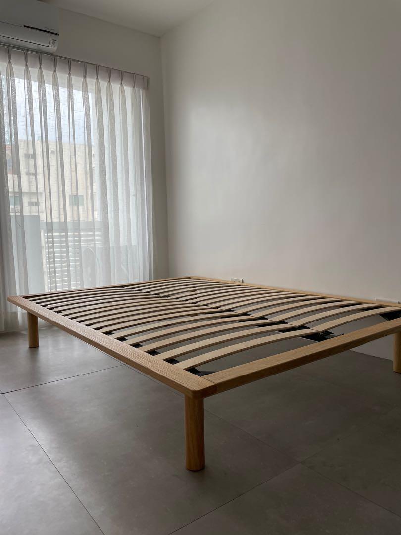 Muji Double Bed Frame Unit with Legs (Oak), Furniture & Home Living