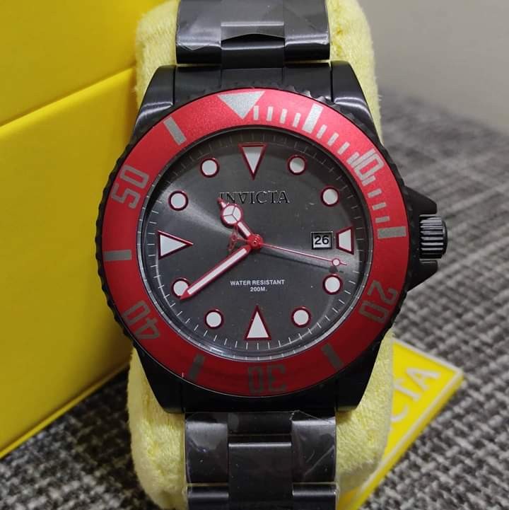 Orig Invicta Pro Diver 90296 Men s Round Gray Analog Date Stainless Steel Watch 44MM