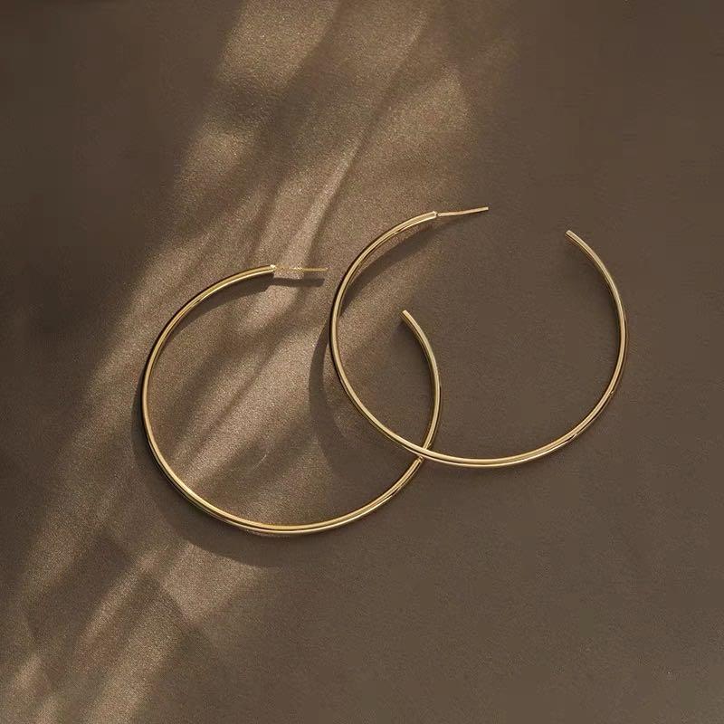 Giant silver hoop earrings top
