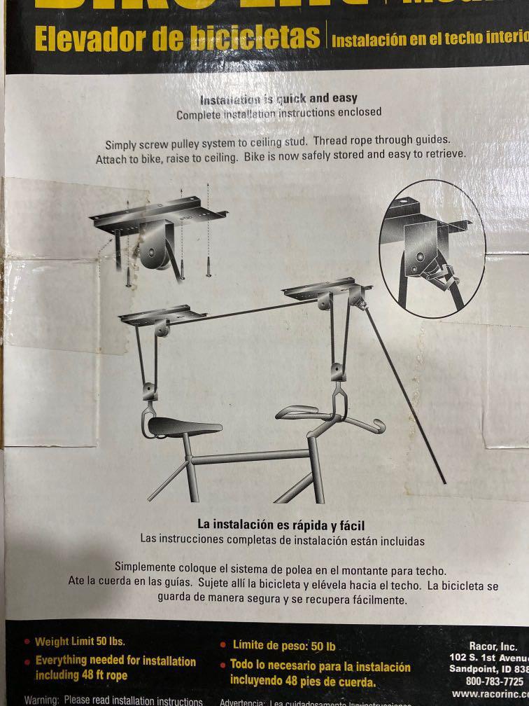 Bike Lift Ceiling Mount Instructions Shelly Lighting