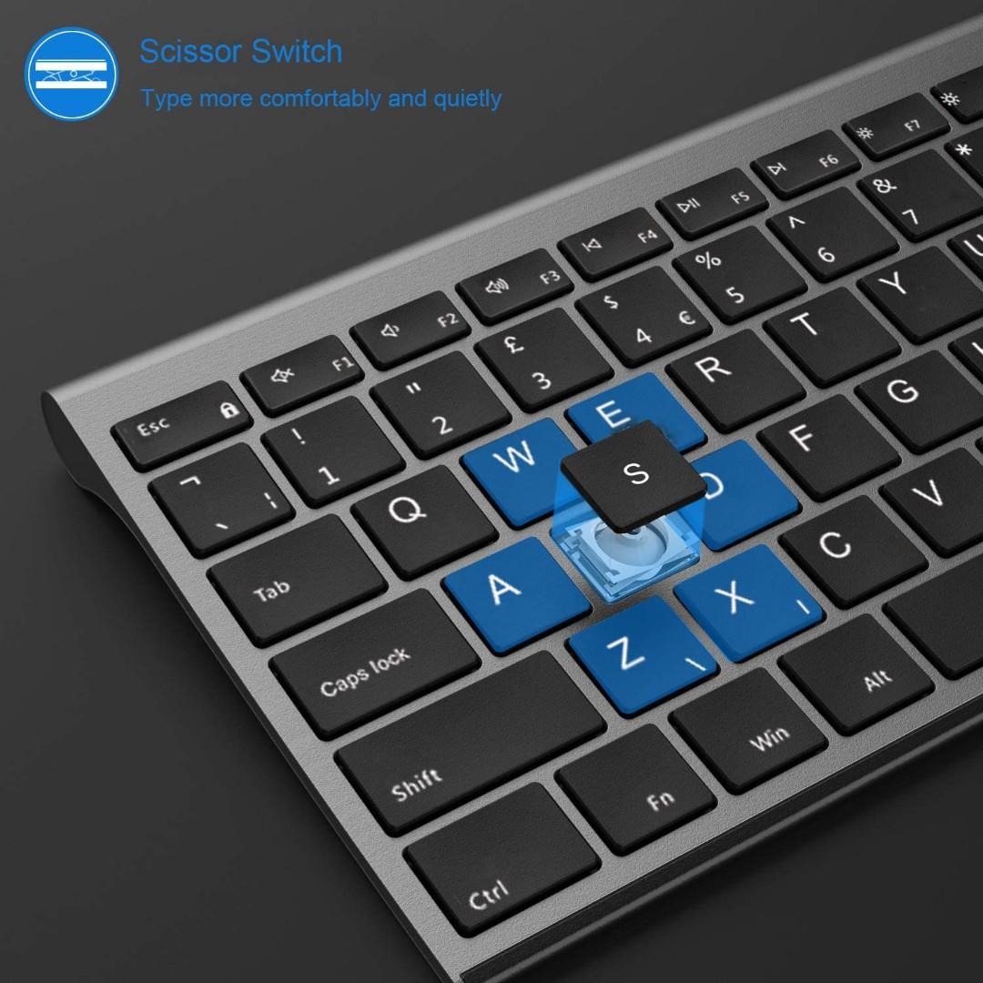 Rechargeable Keyboard Mouse, Jelly Comb KS152 2.4GHz Wireless Keyboard