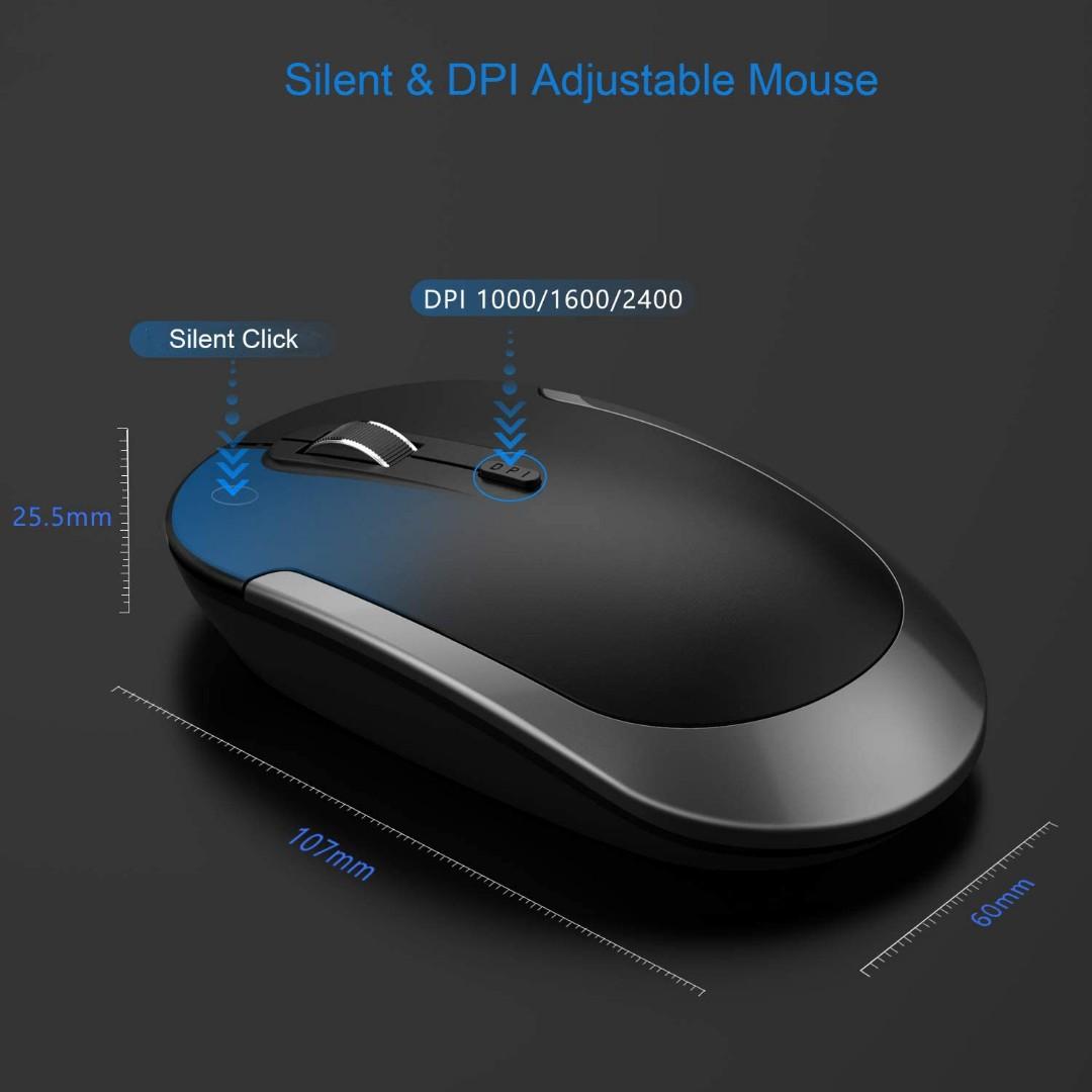 Rechargeable Keyboard Mouse, Jelly Comb KS152 2.4GHz Wireless Keyboard