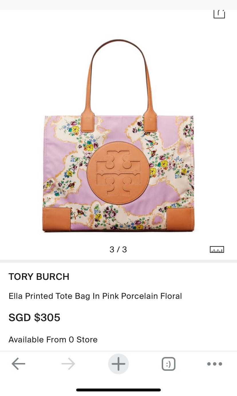 Tory Burch Pink Porcelain Floral Ella Satin Tote