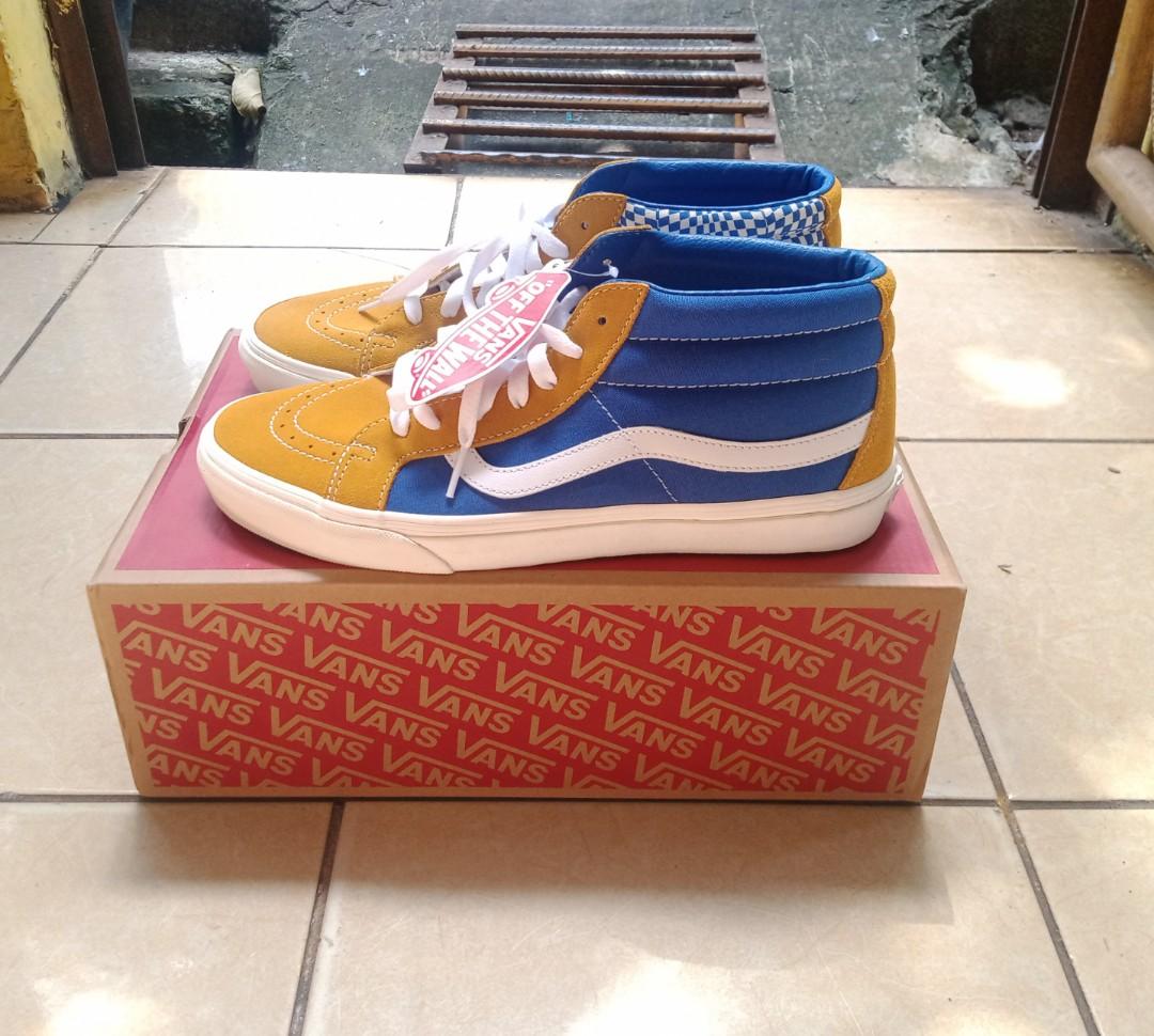 vans sk8 mid blue yellow