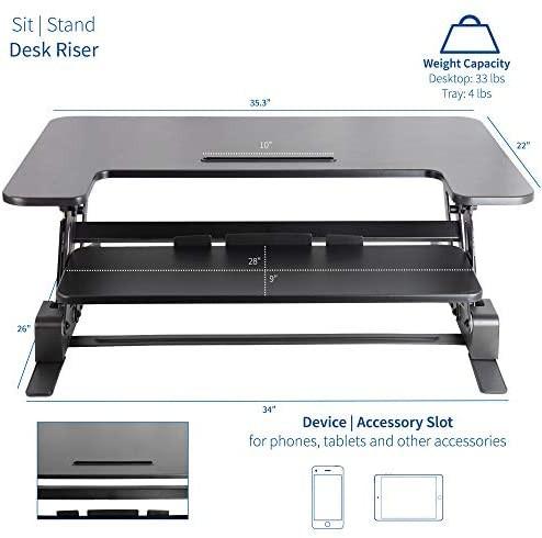ViVO desk riser (Category: Office Furniture & Fixtures) located in Las Pinas. Submitted by clearancefanatic (Listing ID 1074968824, Image 3). Description: VIVO Height Adjustable Standing Desk Sit to Stand Gas Spring Riser Converter | 36" Tabletop Workstation fits Dual Monitor (DESK-V000B) - No Keyboard - Display Item with minor issue.