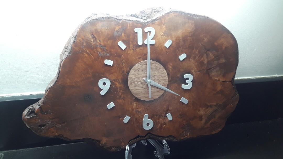Wall/Table Wooden Clock (Category: Clocks) located in Paranaque City. Submitted by ohselle (Listing ID 1074970258, Image 2). Description: Large Wooden Handmade Wall/Table Clock Dimensions : W 16.5" Ht 10.5" thick 1.75".