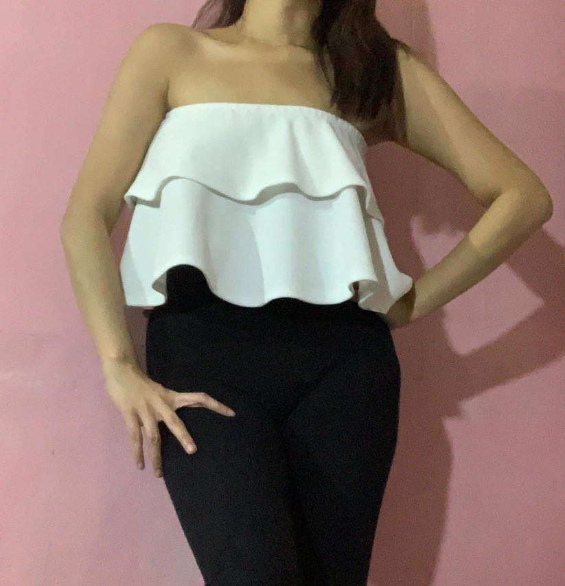 white flowy tube top