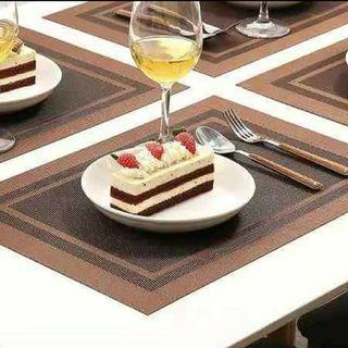 [6 pcs.] Brown PVC Woven Placemat (Washable) | Table mat