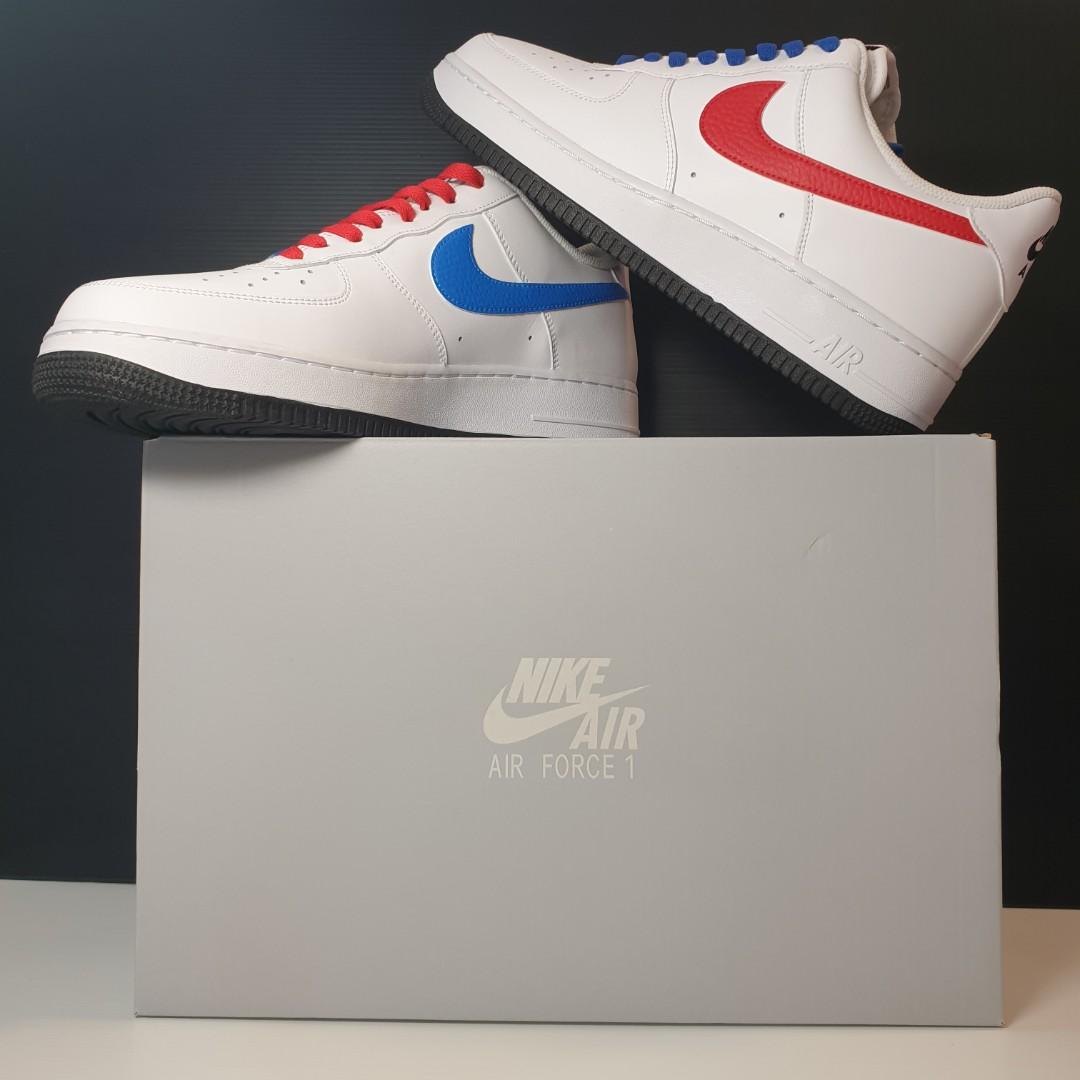 Nike air force cheap red and blue swoosh